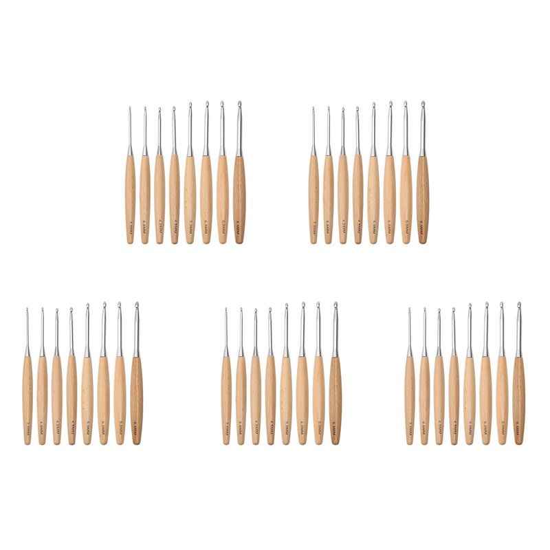 Wooden Crochet Hooks Ergonomic Handle - ชุดเข็มโครเชต์ไม้ ABJI 40 ชิ้น ขนาด 3.0