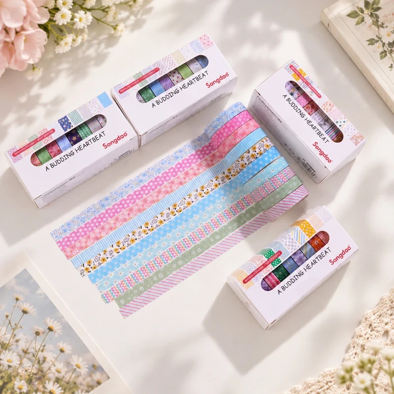 เทปวาชิลายดอกไม้สีพาสเทล 10 ม้ - Scrapbooking บทวิจารณ์และราคา