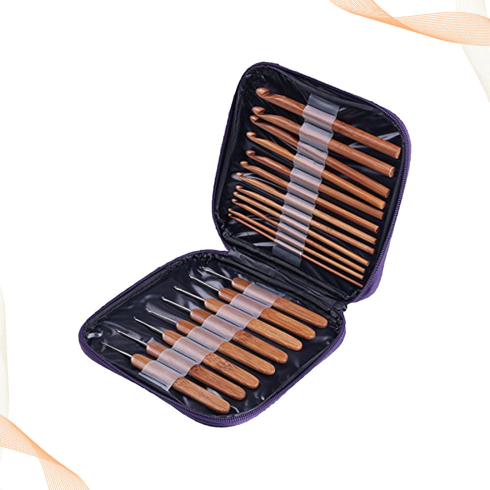 ชุดเข็มโครเชต์ไม้ไผ่ 1 ชุด ด้า - Wooden Crochet Hooks Ergonomic Handle บทวิจารณ์และราคา