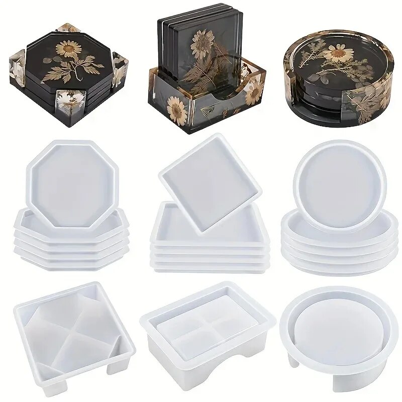 Coaster เรซินแม่พิมพ์ชุดรวม 1  - Silicone Epoxy Resin Molds Set บทวิจารณ์และราคา